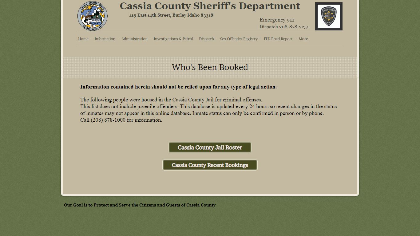Who's Been Booked - Cassia County Sheriff's Office